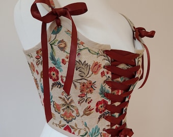 Custom Tapestry Renaissance Stays Corset 18th Century Costume Botanicals Bodice