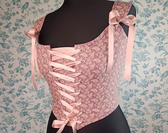 Small Renaissance Corset Stays 18th Century Rococo Dusky Pink Vintage Bodice