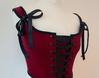Burgundy Velvet Renaissance Stays Corset 18th Century Costume Wine Bodice