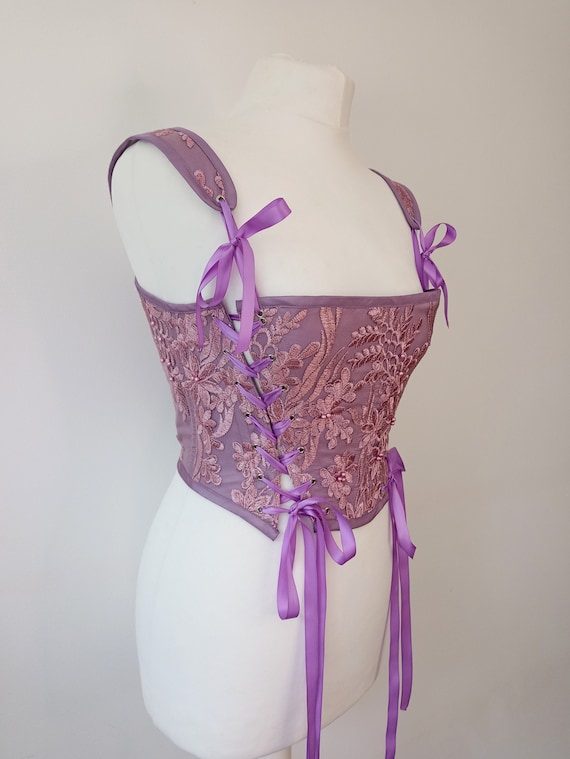 Floral Embroidery Shoulder Straps Lace Corset Floral Embroidery Shoulder Straps Lace Corset
