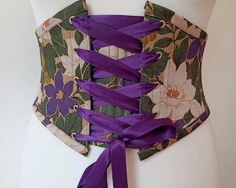 Small Botanical Corset Belt Front Lacing Renaissance Costume Underbust Fearne