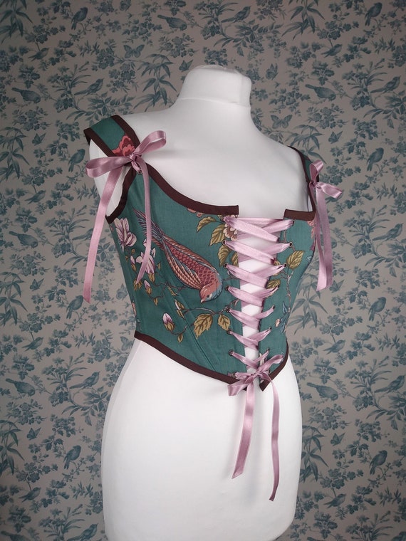 Custom Teal Renaissance Stays Corset 18th Century Costume Birds and Flowers  Bodice -  Canada