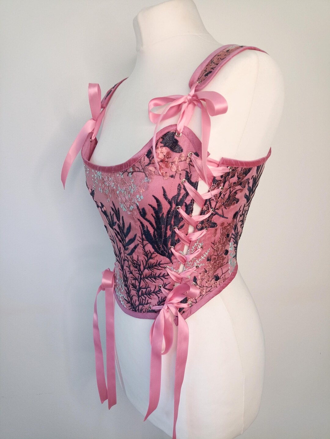 Rinascimento black and pink lace corset