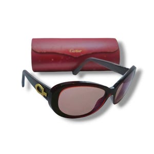 Cartier Sonnenbrille 135 Vintage Kunststoff Damen mit Cartier Brillenetui