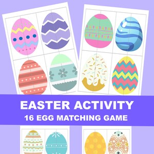Easter Egg Matching Game, Printable Matching Activity, Easter Game, Kids Puzzles, Toddler, Preschool