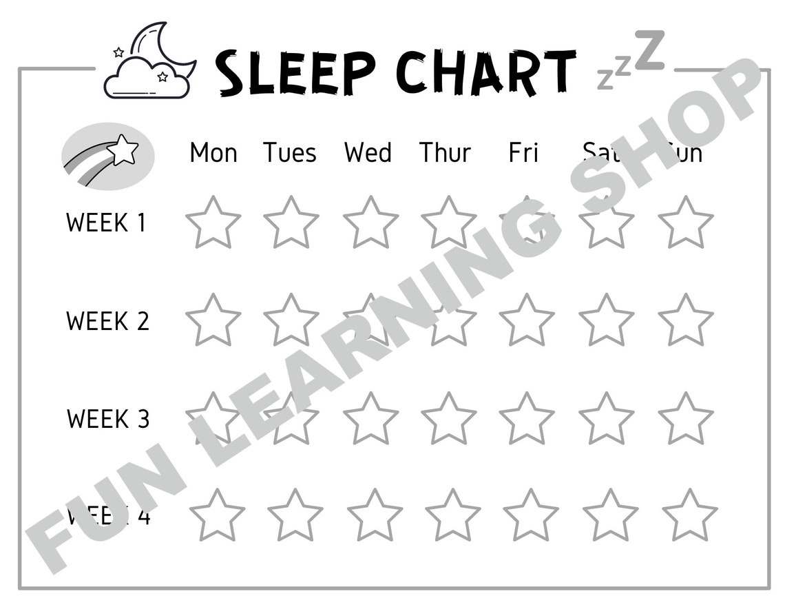 Sleep Chart Sleep Tracker Toddler Reward Chart Routine Etsy España