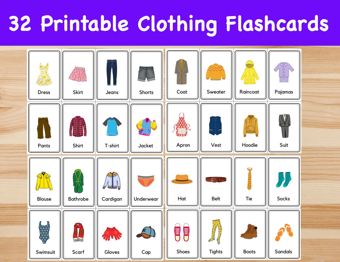 8 Best Images of Printable Clothes Flashcards For Toddlers Free