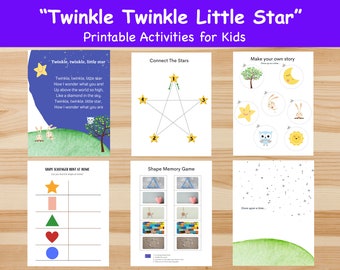 Twinkle Twinkle Little Star Activity Sheets, Nursery Rhyme (Digital Download)