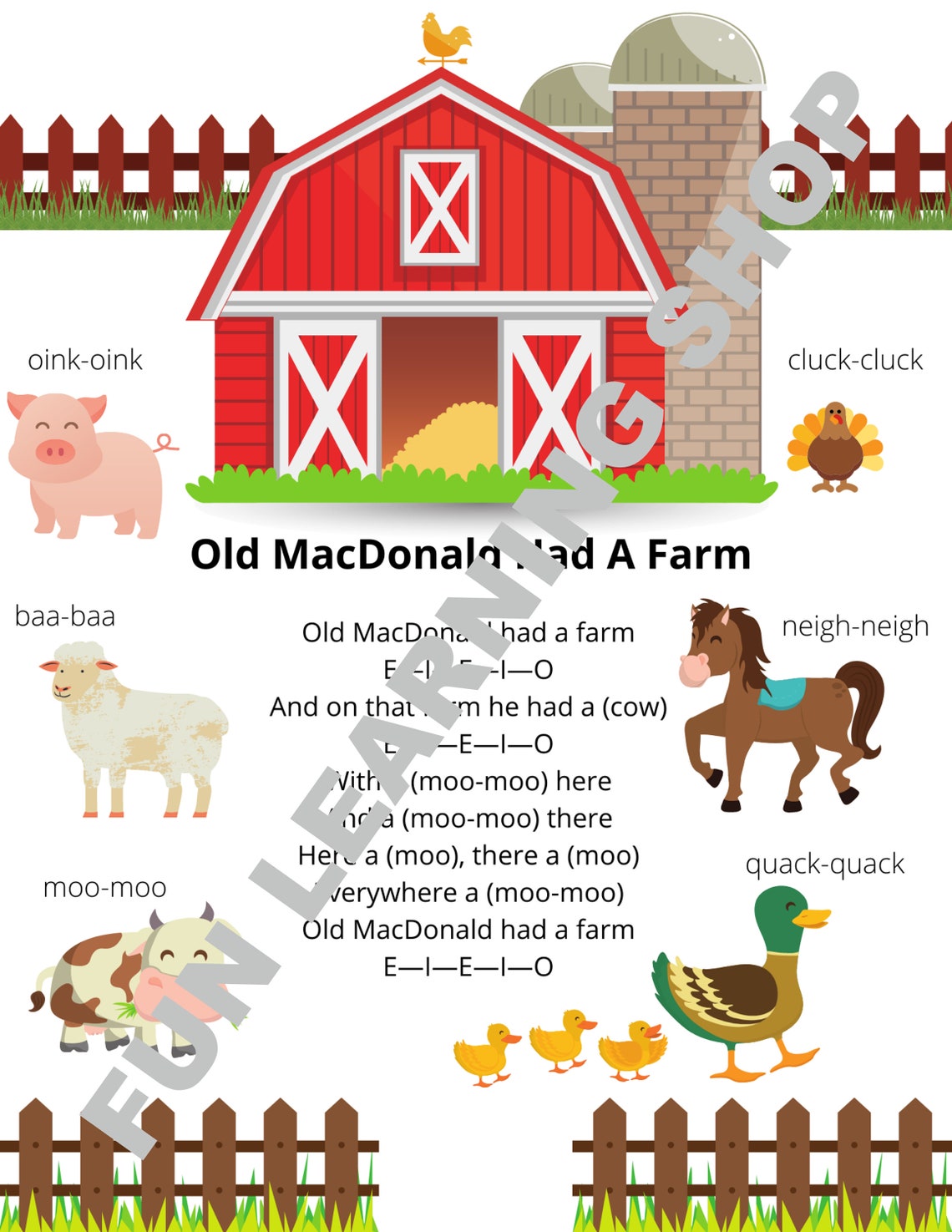 Old MacDonald Had A Farm Printable