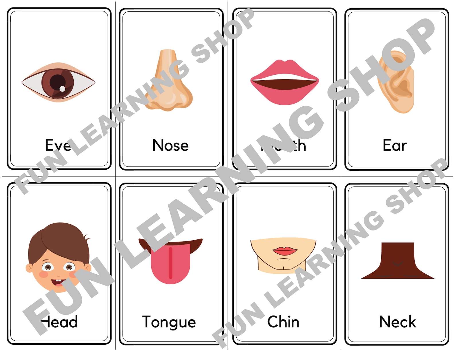16 Body Parts Flashcards / Image Cards for Kids preschoolers. Etsy