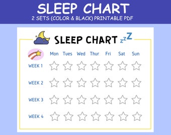 Kids Sleep Chart, Toddler Routine Tracker (Digital Download)