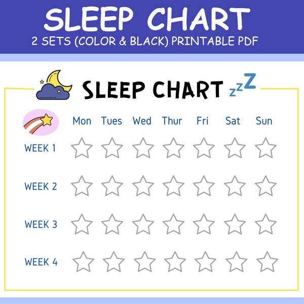 Sleep Chart, Sleep Tracker , Toddler Reward Chart, Routine Chart for kids, Children Sleep Routine