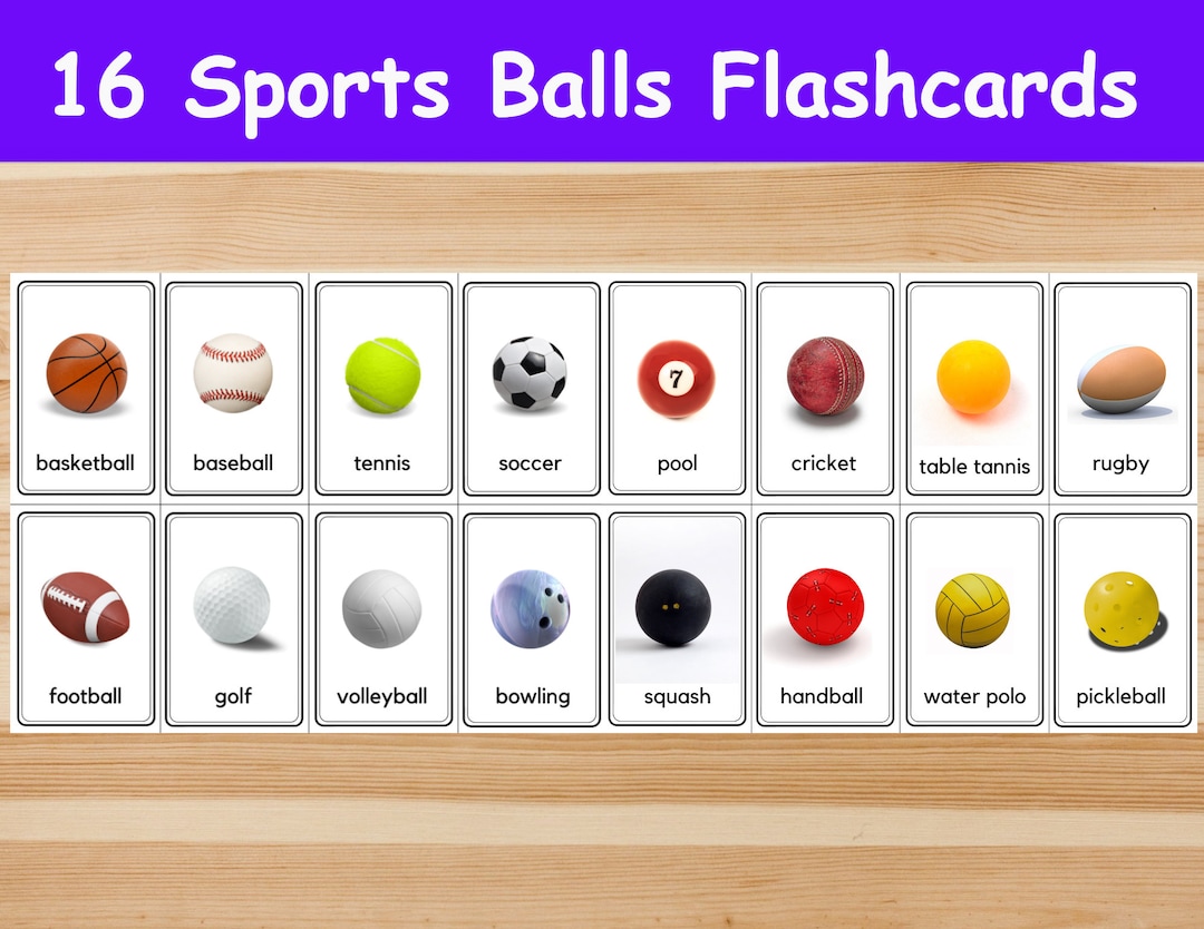 16 Sports Balls Flashcards / Image Cards for Kids, Preschoolers ...