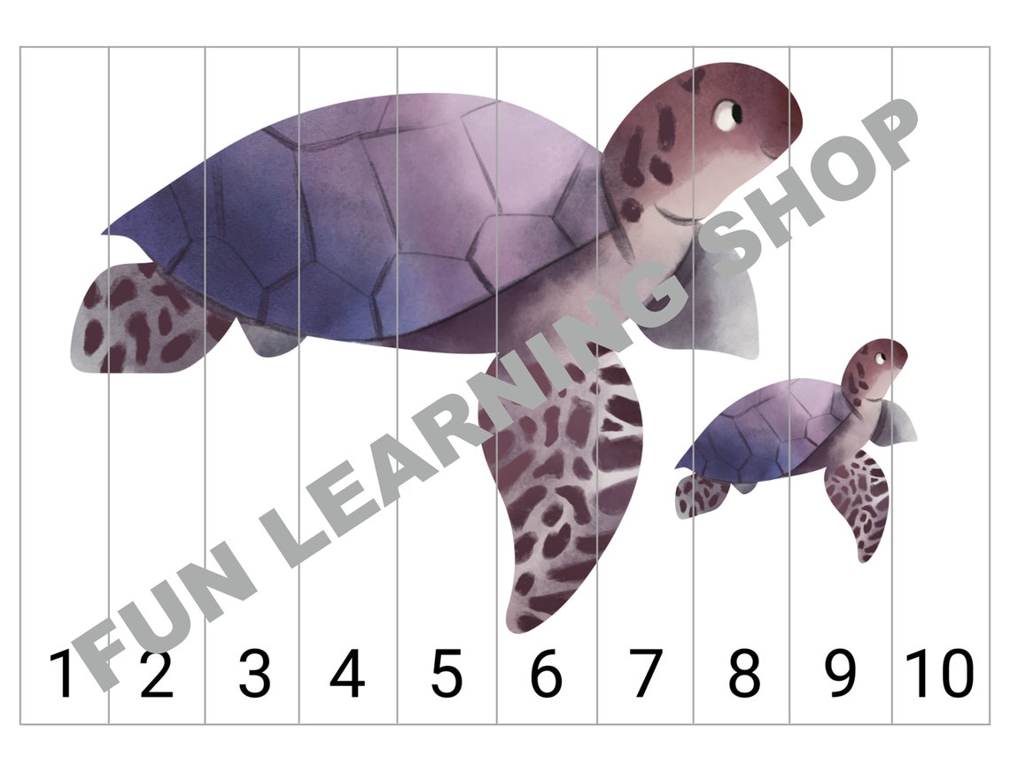 9 Sea Animal Printable Number Sequence Puzzles. Number 1-10 - Etsy