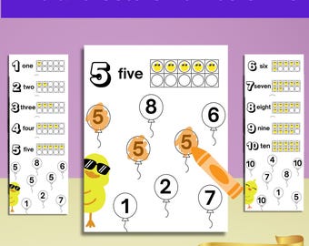 Find and Color Numbers 1-10 Worksheets – Math Activity (Printable)