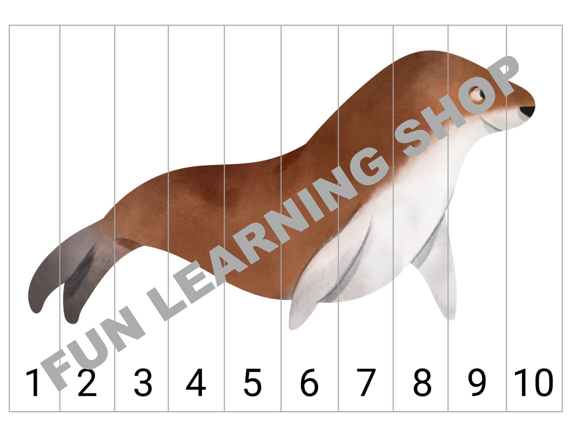 9 Sea Animal Printable Number Sequence Puzzles. Number 1-10 - Etsy