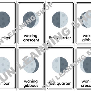 Moon Phases Flashcards / Image Cards for Kids, Preschoolers ...