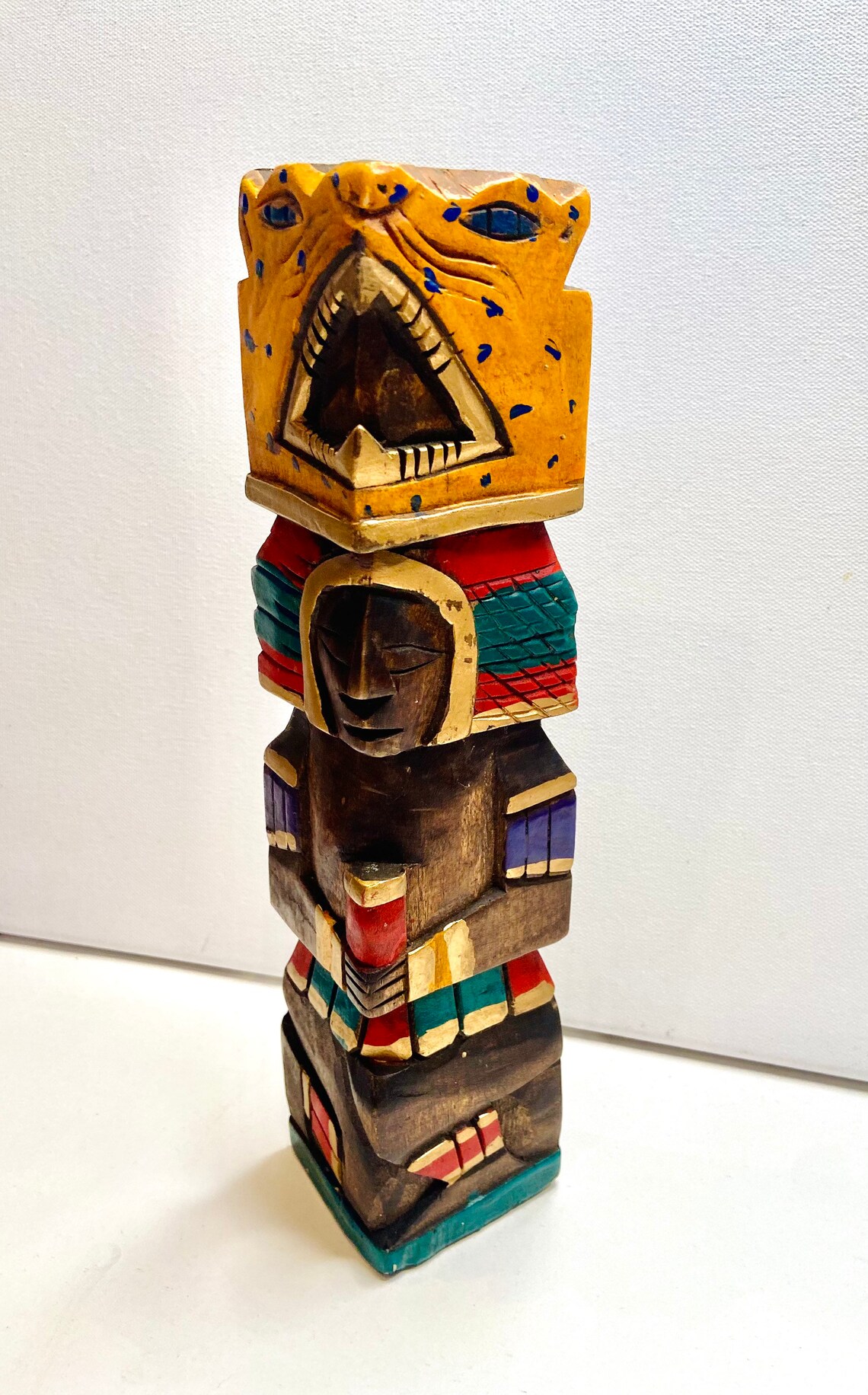 Authentic Aztec Hand Carved Wood Tribal 11 Totem Traditional Etsy