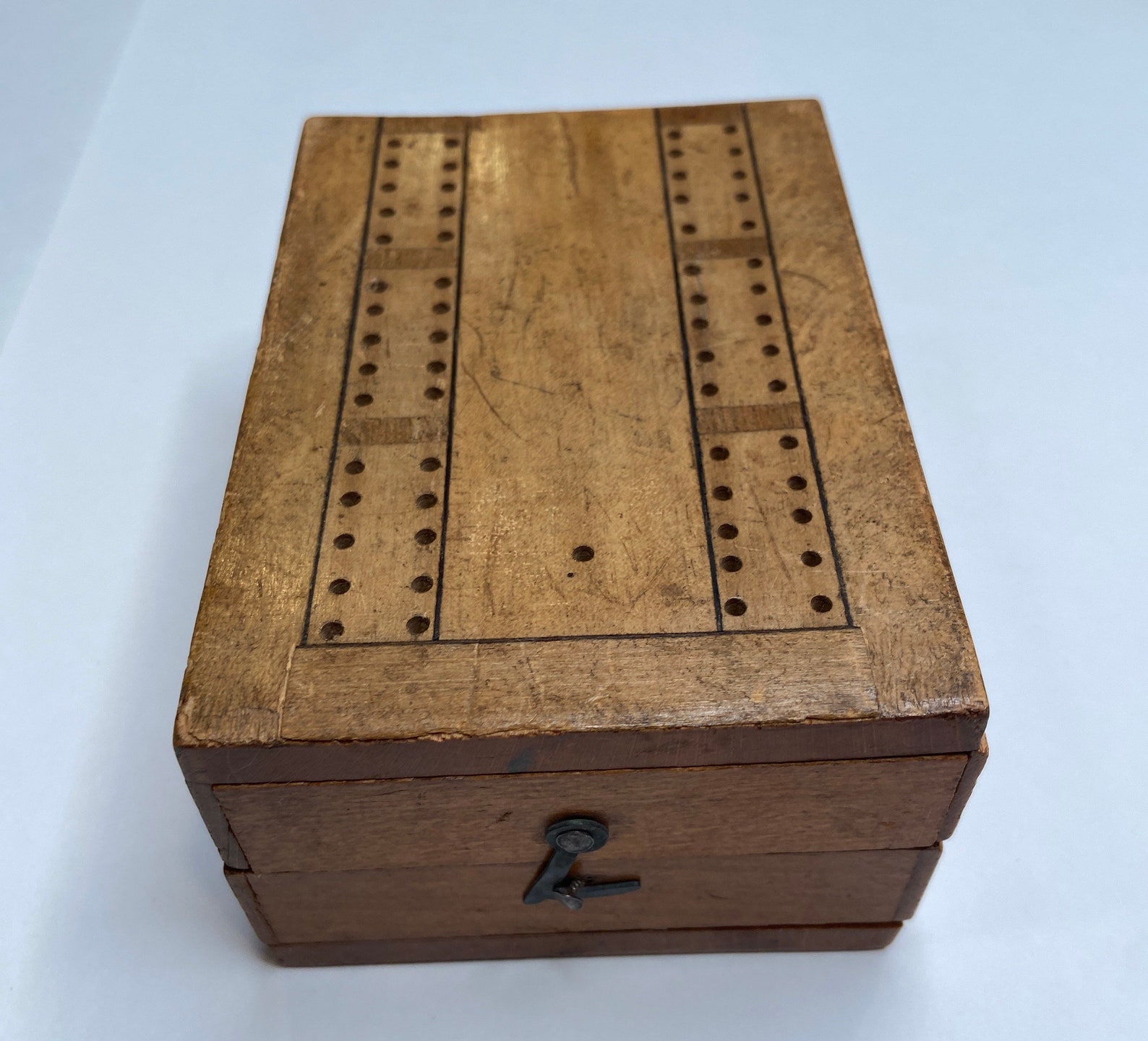 Antique Wooden Cribbage Board Etsy