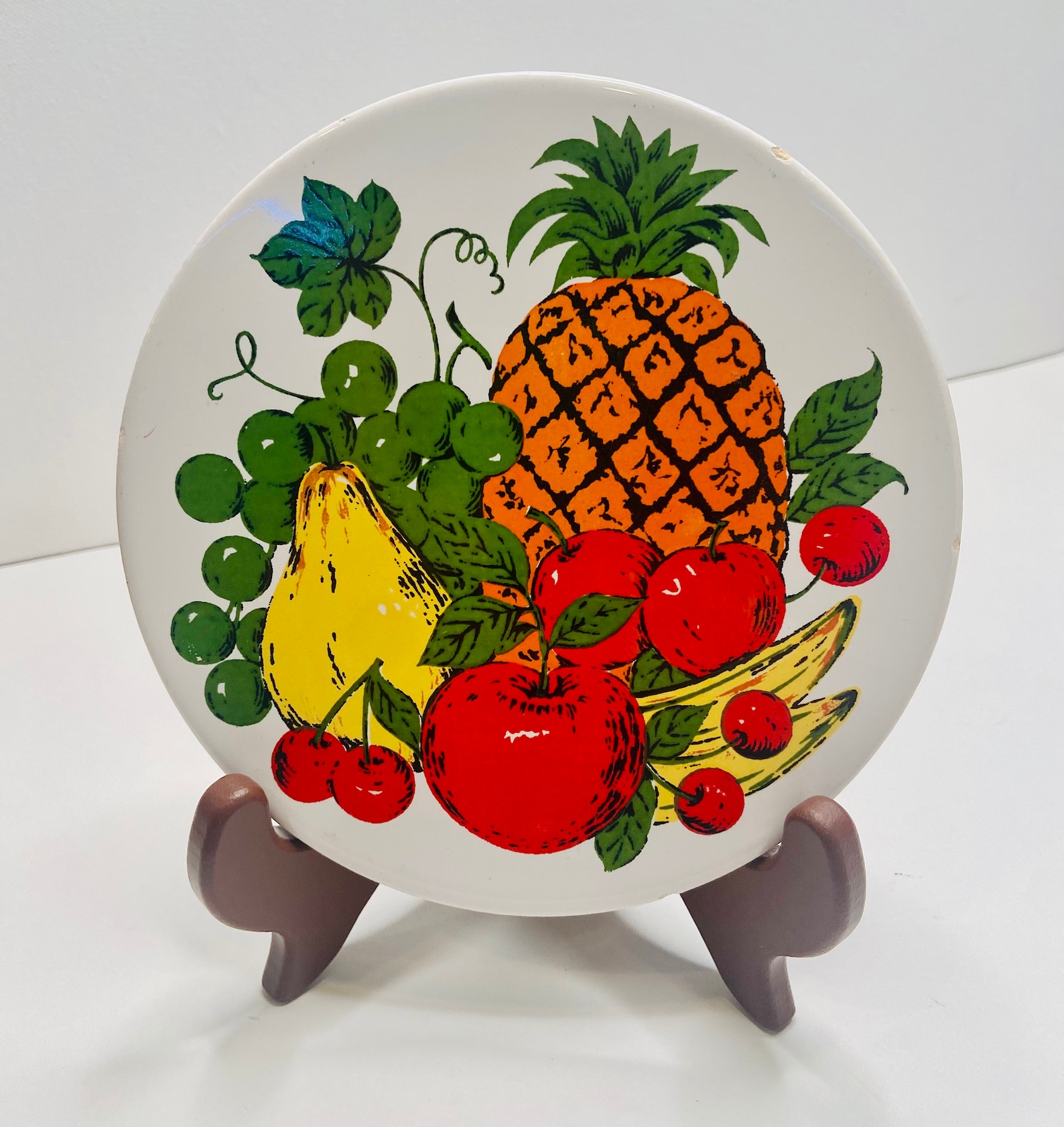1970s Vintage Ceramic Hot Plate with colorful fruit design Etsy