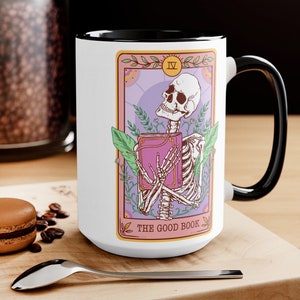 The Good Book Tarot Card Mug, Tarot Mug, Cottagecore Gift, Witchy Mug, Book Lover Mug, Tarot Decor, Tarot Gift, Goblincore Mug