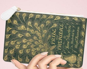 Pride and Prejudice Book Wallet, Small Coin Purse, Jane Austen Bag Zipper Pouch, Vegan Leather Classic Literature Literary Self Gift