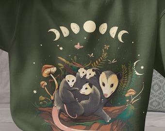 Possum Sweatshirt, Possum Shirt Goblincore Clothes, Witchy Mushroom Spirit Animal Shirt, Light Academia Possum Gift Cottagecore Sweater