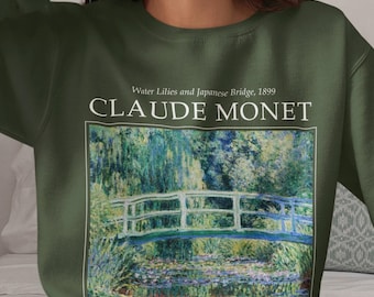 Academia Claude Monet Water Lilies Art History Sweater, Cottagecore Bookish Grunge Aesthetic Clothes, Impressionist Painting Renaissance Tee