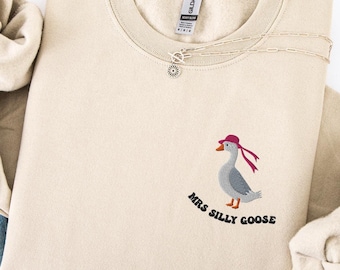 Embroidered Mrs Silly Goose Bride Sweater Funny Goose Lover Crewneck Married Couple Matching Sweatshirt Wedding Gift Anniversary Wife Shirt