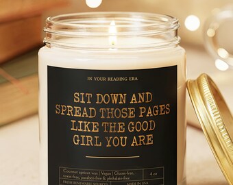 Smut Reader Vegan Candle, Dark Romance Reader Funny Spicy Dirty Book Lover Gift, Smut Bookish Gift for Bookworm Club Spread Those Pages