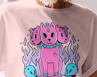 Chemise goth pastel pour chien Harajuku, vêtements gothiques pastel, chemise Harajuku, chemise Cryptid, vêtements kawaii, goth kawaii, chemise effrayante mignonne