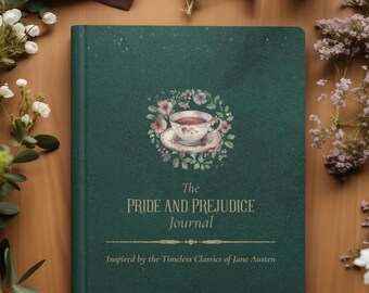 Jane Austen Hardcover Journal Gift, Pride and Prejudice Jane Austen Quotes Notebook, English Teacher Vintage Classic Literature Book Lover
