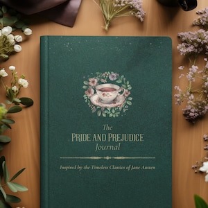 Jane Austen Hardcover Journal Gift, Pride and Prejudice Jane Austen Quotes Notebook, English Teacher Vintage Classic Literature Book Lover