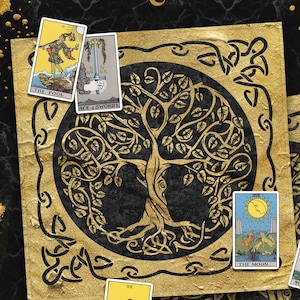 Tree of Life Altar Cloth, Oracle Dark Academia Pagan Table Cloth, Cloth for Spread Tarot Reading, Divination Witchy Wiccan Altar Cloth