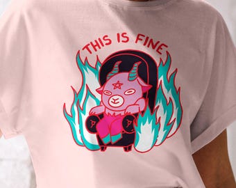 Harajuku Baphomet Pastel Goth Shirt, Pastel Goth Clothing, Harajuku Shirt, Cryptid Shirt, Kawaii Clothes, Kawaii Goth, Kawaii Goat Shirt