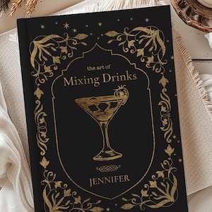 Personalized Cocktails Recipe Book, Mixology Cooking Gift Bartender Custom Name Journal, Family Drink Cocktail Recipes Celestial Notebook