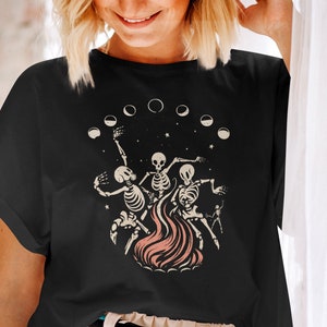 Dancing Skeleton Shirt, Witchy Shirt, Mall Goth Shirt, Pastel Goth Clothes, Kawaii Goth Clothes, Spooky Season Halloween Shirt