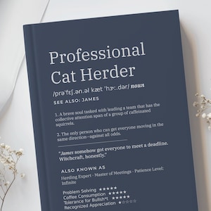 Professional Cat Herder Personalized Corporate Journal, Custom Name Notebook Gift Coworker Team Manager Thank You Gift for Boss Appreciation