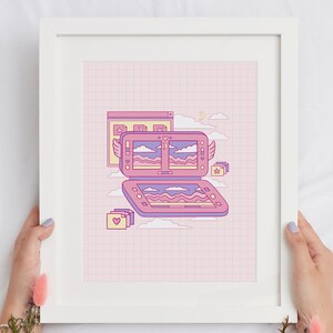 Kawaii Pastel Gamer Girl Poster, Pastel Goth Decor, Kawaii Decor, Harajuku Print, Yume Kawaii Video Game Gift, Vaporwave Game Controller