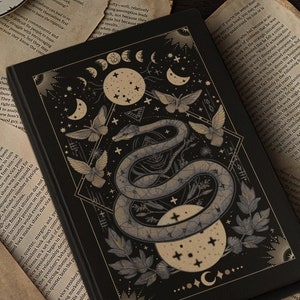 Celestial Snake Book of Shadows Hardcover Journal, Grimoire Witchy Tarot Journal, Occult Dark Academia Notebook Manifestation Spell Book