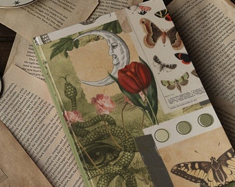 Light Academia Retro Botanical Hardcover Journal, Grimoire Witchy Book of Shadows Victorian Style Floral Journal, Bookish Gift for Writers