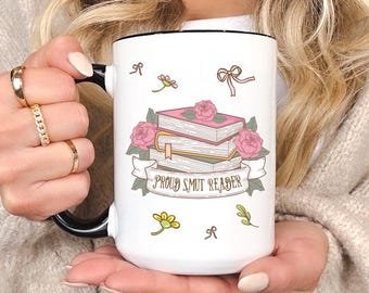 Bookish Smut Funny Mug, Ceramic Coffee Cup Gift for Reader, Spicy Book Lover Shirt Dirty Books Club Spread Those Pages Gift for Bookworm
