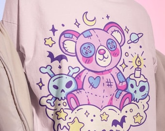 Harajuku Teddy Bear Pastel Goth Shirt, Pastel Goth Clothing, Harajuku Shirt, Cryptid Shirt, Kawaii Clothes, Kawaii Goth, Creepy Cute Shirt