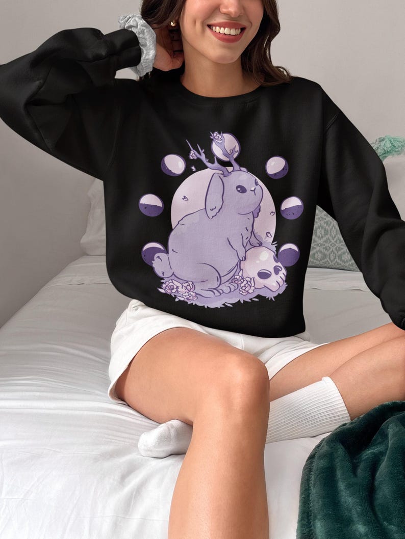 Jackalope Pastel Goth Shirt, Pastel Goth Clothing, Harajuku Shirt, Jackalope Shirt, Cryptid Shirt, Pastel Goth Sweater, Creepy Cute Shirt image 1