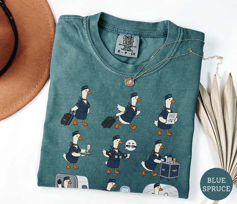 Flight Attendant Silly Goose Shirt, Funny Cabin Crew Goose Tee, Cute Stewardess Gift, Airline Crew Shirt, Aviation Lover Goose on the Loose image 10