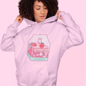 Strawberry Milk Hoodie, Harajuku Strawberry Shirt, Kawaii Anime Hoodie, Japanese Vaporwave Hoodie, Kawaii Plus Size Clothing