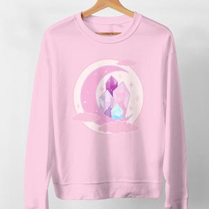 Pink Crescent Moon Sweater, Yume Kawaii Sweatshirt, Pastel Goth Clothing, Harajuku Shirt, Cute Kawaii Clothes, Pink Kawaii Shirt zdjęcie 3