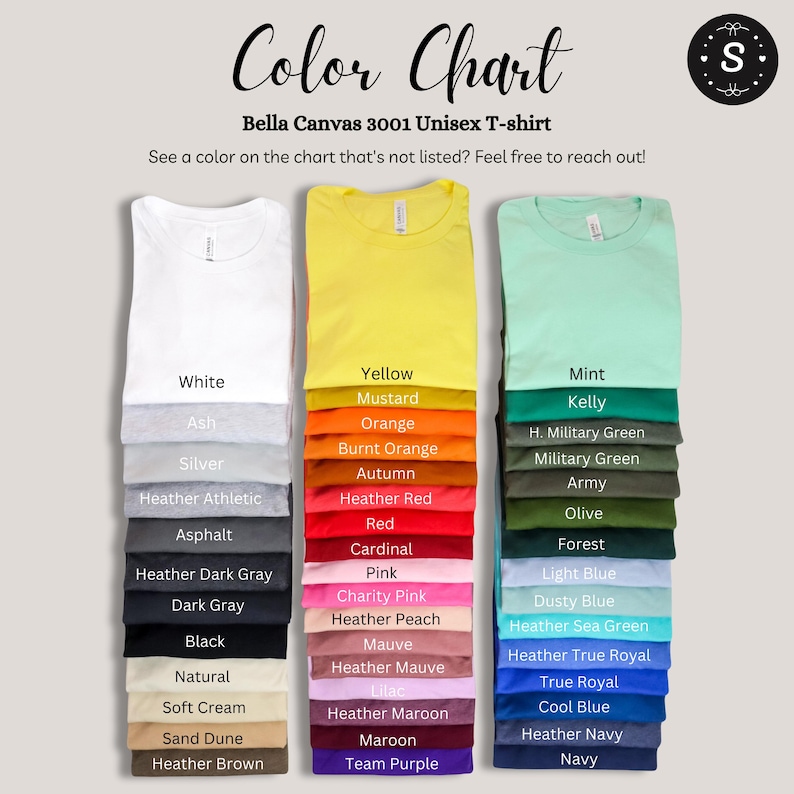 the color chart for a t - shirt with different colors