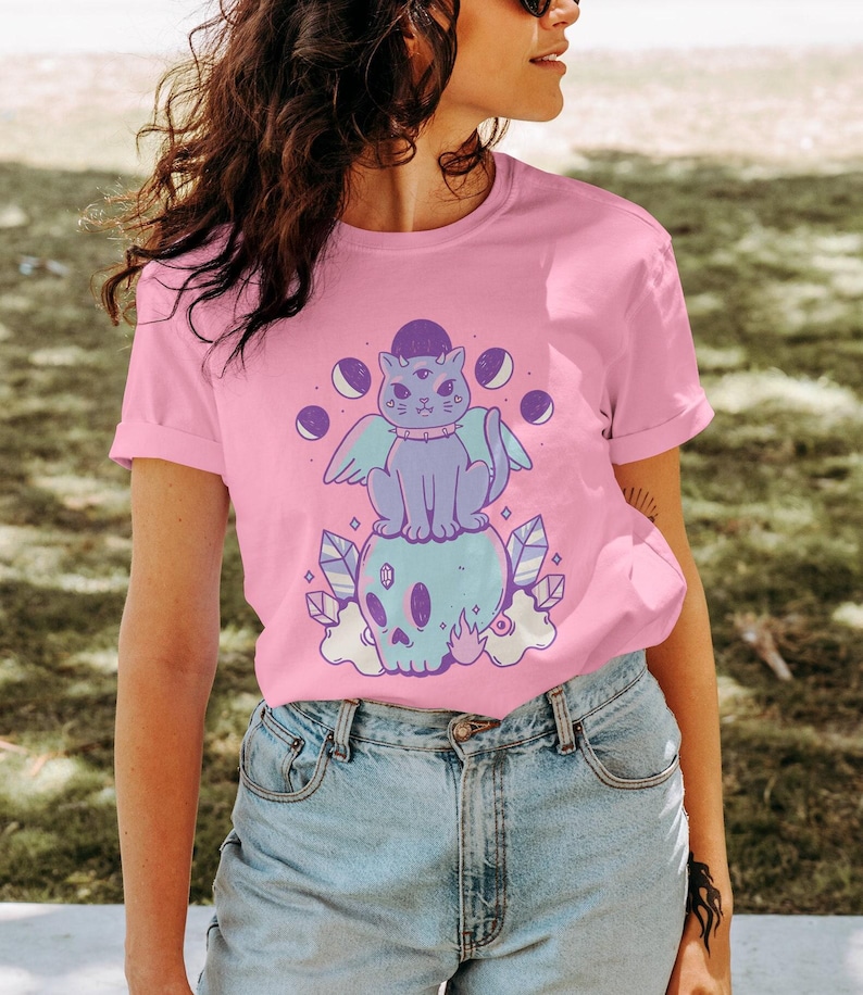 Harajuku Cat Pastel Goth Shirt, Pastel Goth Clothing, Harajuku Shirt, Cryptid Shirt, Kawaii Clothes, Kawaii Goth, Creepy Cute Shirt