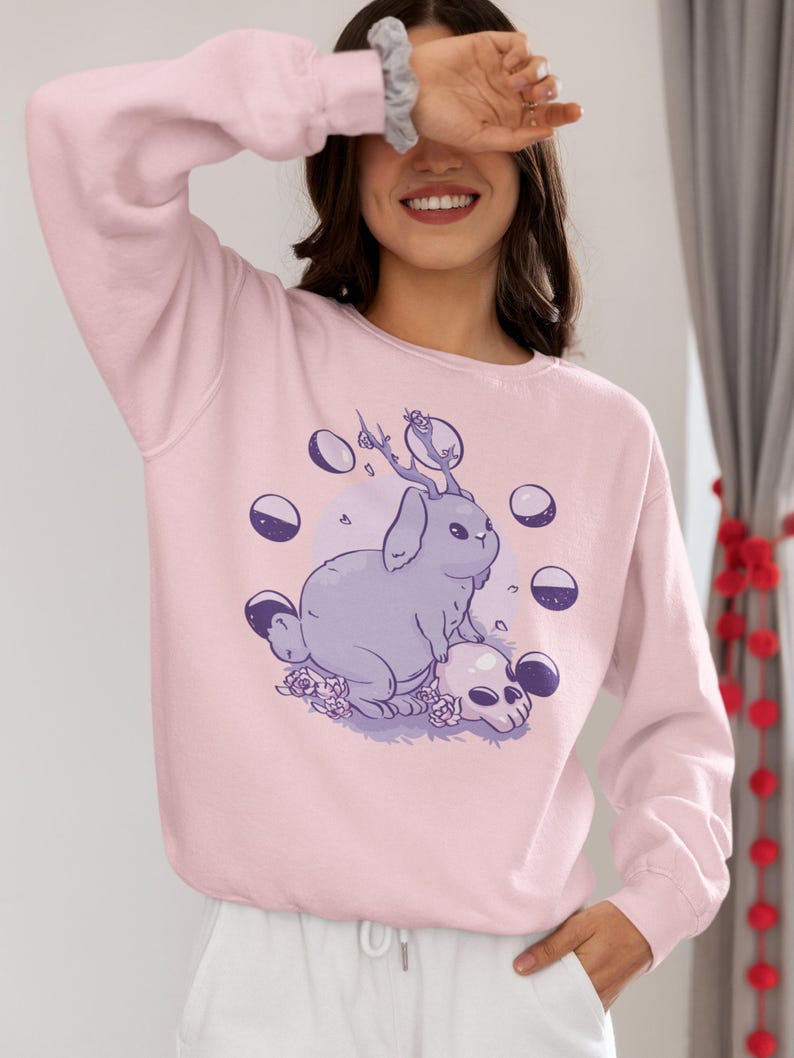 Jackalope Pastel Goth Shirt, Pastel Goth Clothing, Harajuku Shirt, Jackalope Shirt, Cryptid Shirt, Pastel Goth Sweater, Creepy Cute Shirt image 6